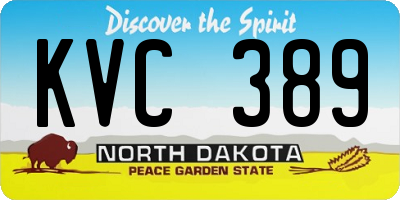 ND license plate KVC389
