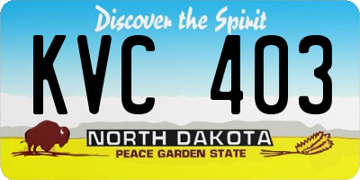 ND license plate KVC403