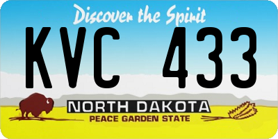 ND license plate KVC433