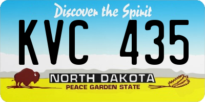 ND license plate KVC435