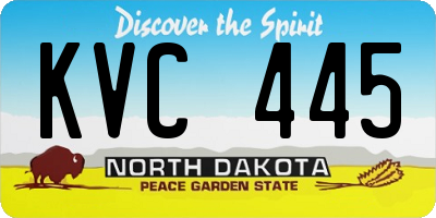 ND license plate KVC445