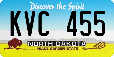 ND license plate KVC455