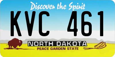 ND license plate KVC461