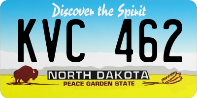 ND license plate KVC462