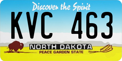 ND license plate KVC463