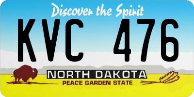 ND license plate KVC476
