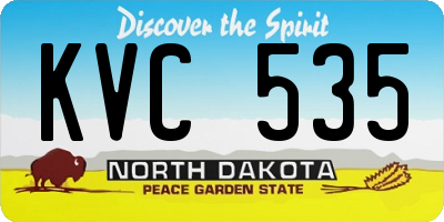 ND license plate KVC535