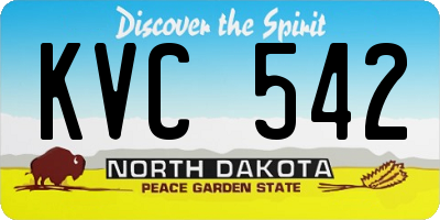 ND license plate KVC542
