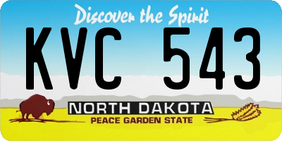 ND license plate KVC543