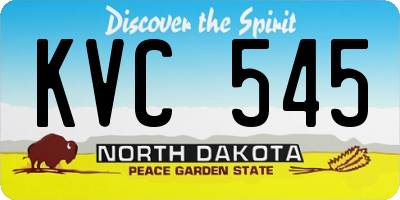 ND license plate KVC545