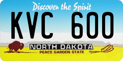 ND license plate KVC600