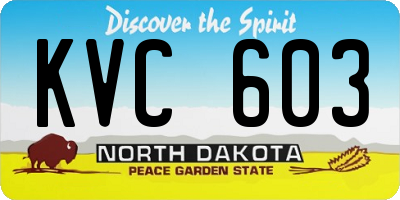 ND license plate KVC603