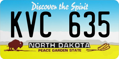 ND license plate KVC635