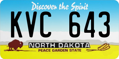 ND license plate KVC643