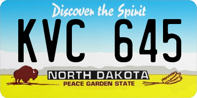 ND license plate KVC645