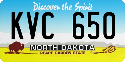 ND license plate KVC650