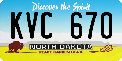 ND license plate KVC670