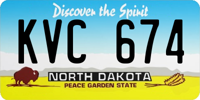 ND license plate KVC674