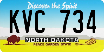 ND license plate KVC734