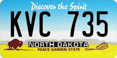 ND license plate KVC735