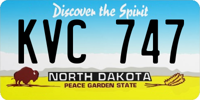 ND license plate KVC747
