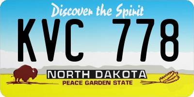 ND license plate KVC778