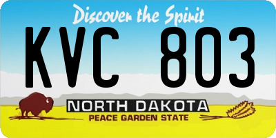 ND license plate KVC803