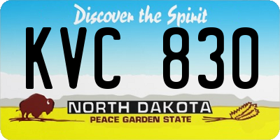 ND license plate KVC830