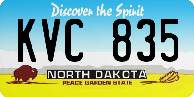 ND license plate KVC835