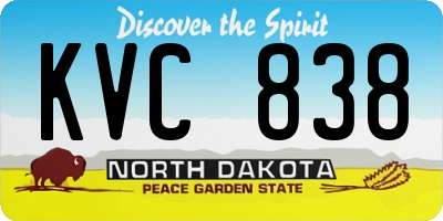 ND license plate KVC838
