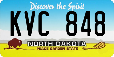 ND license plate KVC848