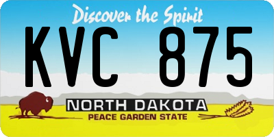 ND license plate KVC875