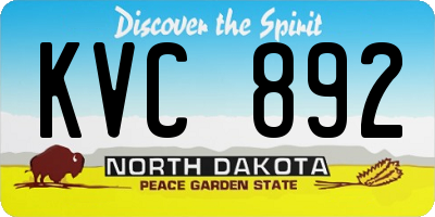 ND license plate KVC892