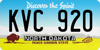 ND license plate KVC920