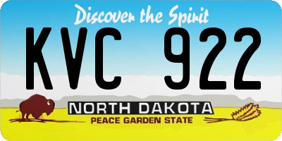 ND license plate KVC922