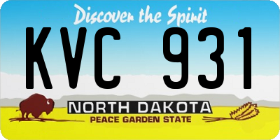 ND license plate KVC931