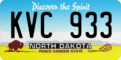 ND license plate KVC933
