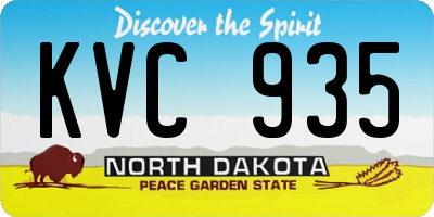 ND license plate KVC935
