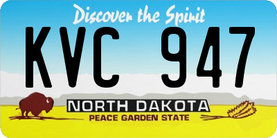 ND license plate KVC947