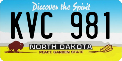 ND license plate KVC981