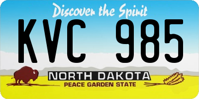 ND license plate KVC985