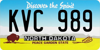 ND license plate KVC989