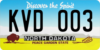 ND license plate KVD003