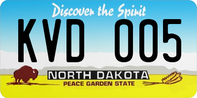 ND license plate KVD005