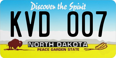 ND license plate KVD007