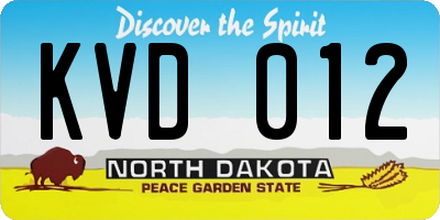 ND license plate KVD012