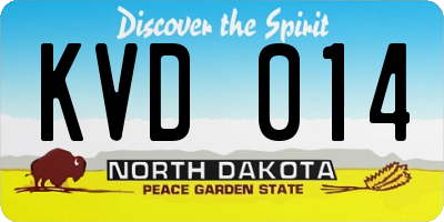 ND license plate KVD014