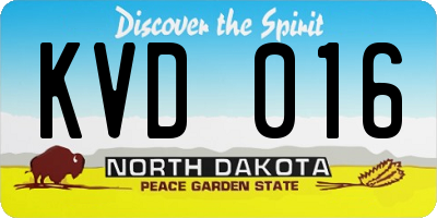 ND license plate KVD016