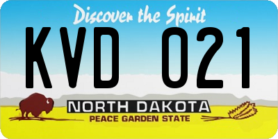 ND license plate KVD021