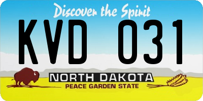 ND license plate KVD031